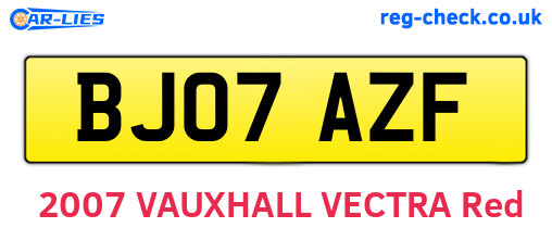BJ07AZF are the vehicle registration plates.
