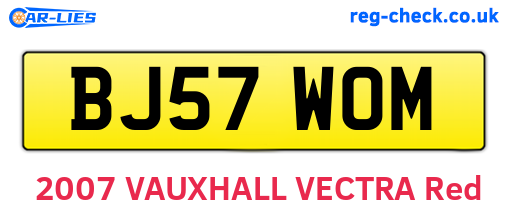 BJ57WOM are the vehicle registration plates.