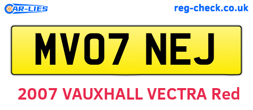 MV07NEJ are the vehicle registration plates.