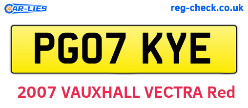PG07KYE are the vehicle registration plates.