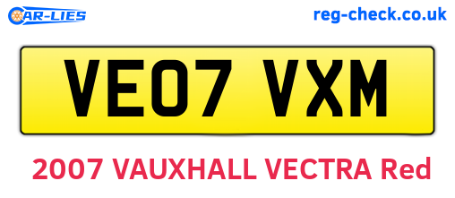 VE07VXM are the vehicle registration plates.