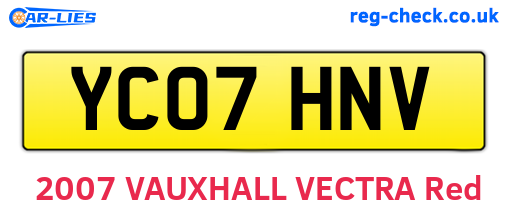 YC07HNV are the vehicle registration plates.