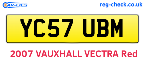 YC57UBM are the vehicle registration plates.