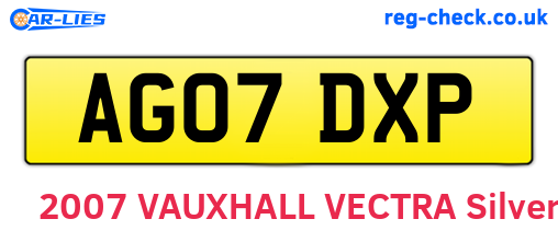 AG07DXP are the vehicle registration plates.