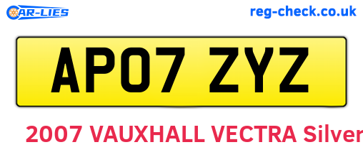 AP07ZYZ are the vehicle registration plates.