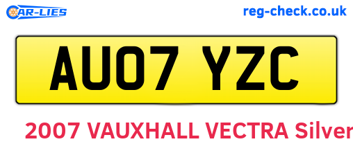 AU07YZC are the vehicle registration plates.