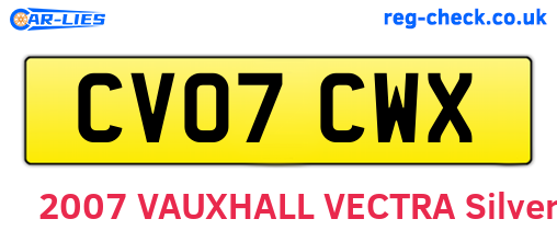 CV07CWX are the vehicle registration plates.