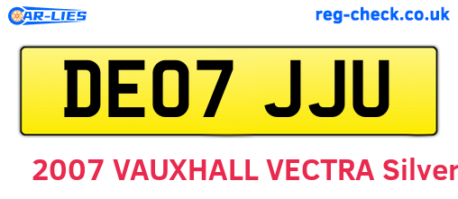 DE07JJU are the vehicle registration plates.