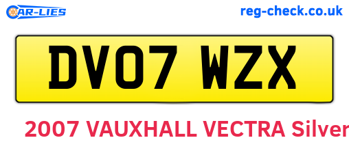 DV07WZX are the vehicle registration plates.