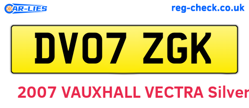 DV07ZGK are the vehicle registration plates.