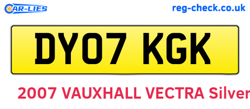 DY07KGK are the vehicle registration plates.