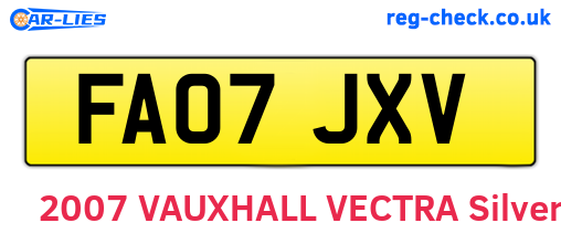 FA07JXV are the vehicle registration plates.