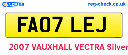 FA07LEJ are the vehicle registration plates.