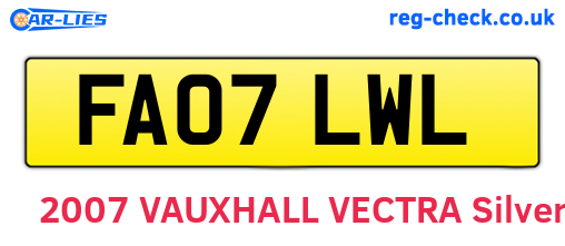FA07LWL are the vehicle registration plates.