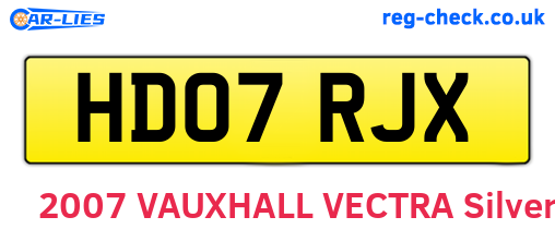 HD07RJX are the vehicle registration plates.