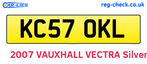 KC57OKL are the vehicle registration plates.