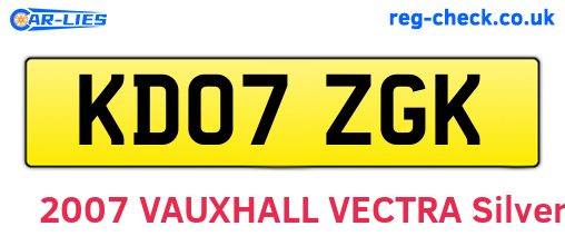 KD07ZGK are the vehicle registration plates.