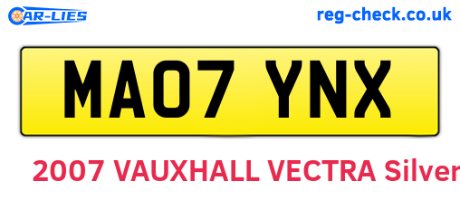 MA07YNX are the vehicle registration plates.