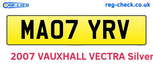 MA07YRV are the vehicle registration plates.