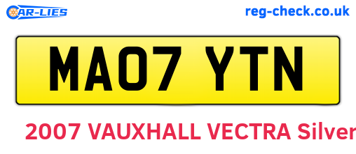 MA07YTN are the vehicle registration plates.