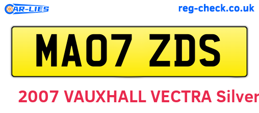 MA07ZDS are the vehicle registration plates.