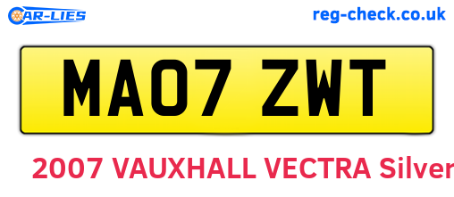 MA07ZWT are the vehicle registration plates.