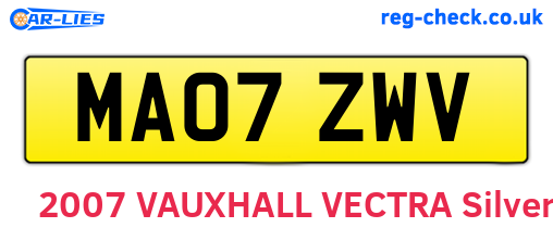 MA07ZWV are the vehicle registration plates.
