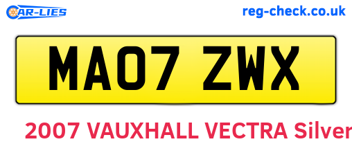 MA07ZWX are the vehicle registration plates.