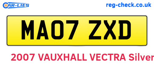 MA07ZXD are the vehicle registration plates.