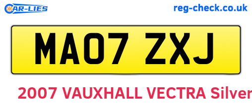 MA07ZXJ are the vehicle registration plates.