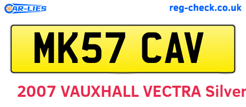 MK57CAV are the vehicle registration plates.