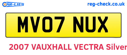 MV07NUX are the vehicle registration plates.