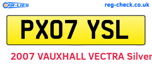 PX07YSL are the vehicle registration plates.
