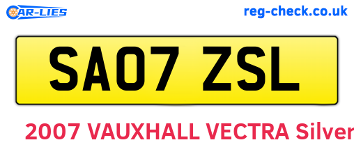 SA07ZSL are the vehicle registration plates.