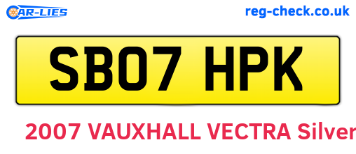 SB07HPK are the vehicle registration plates.