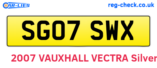 SG07SWX are the vehicle registration plates.
