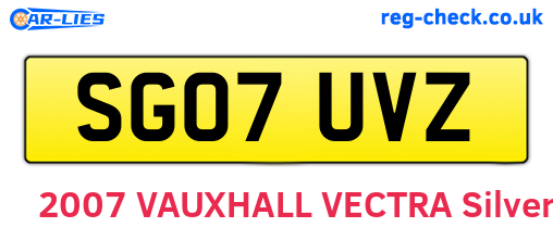 SG07UVZ are the vehicle registration plates.
