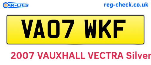 VA07WKF are the vehicle registration plates.