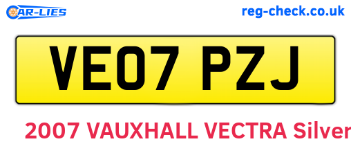 VE07PZJ are the vehicle registration plates.