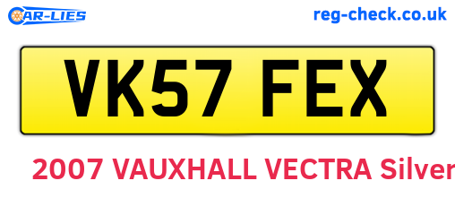 VK57FEX are the vehicle registration plates.