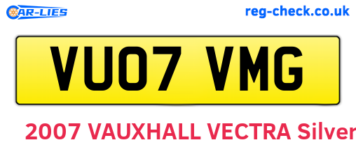 VU07VMG are the vehicle registration plates.