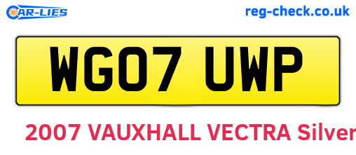 WG07UWP are the vehicle registration plates.