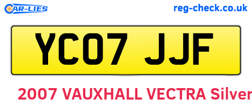 YC07JJF are the vehicle registration plates.