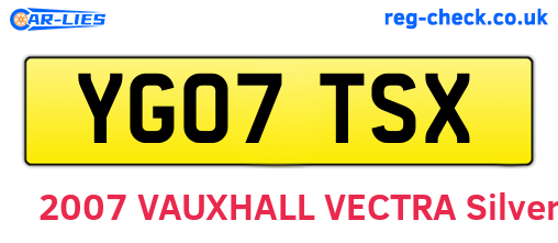 YG07TSX are the vehicle registration plates.