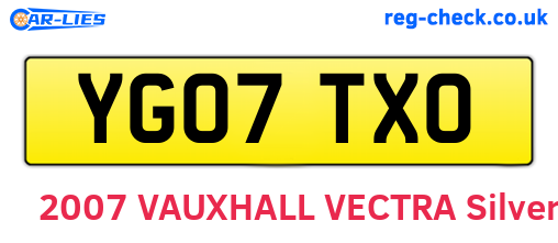 YG07TXO are the vehicle registration plates.