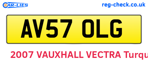 AV57OLG are the vehicle registration plates.