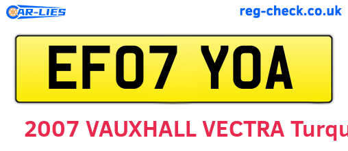 EF07YOA are the vehicle registration plates.