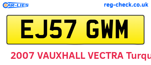 EJ57GWM are the vehicle registration plates.