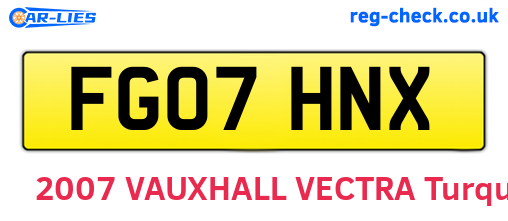FG07HNX are the vehicle registration plates.