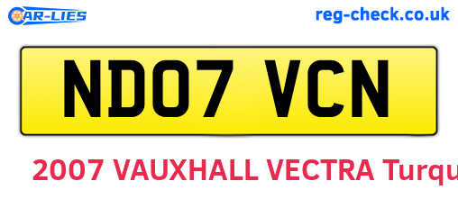 ND07VCN are the vehicle registration plates.